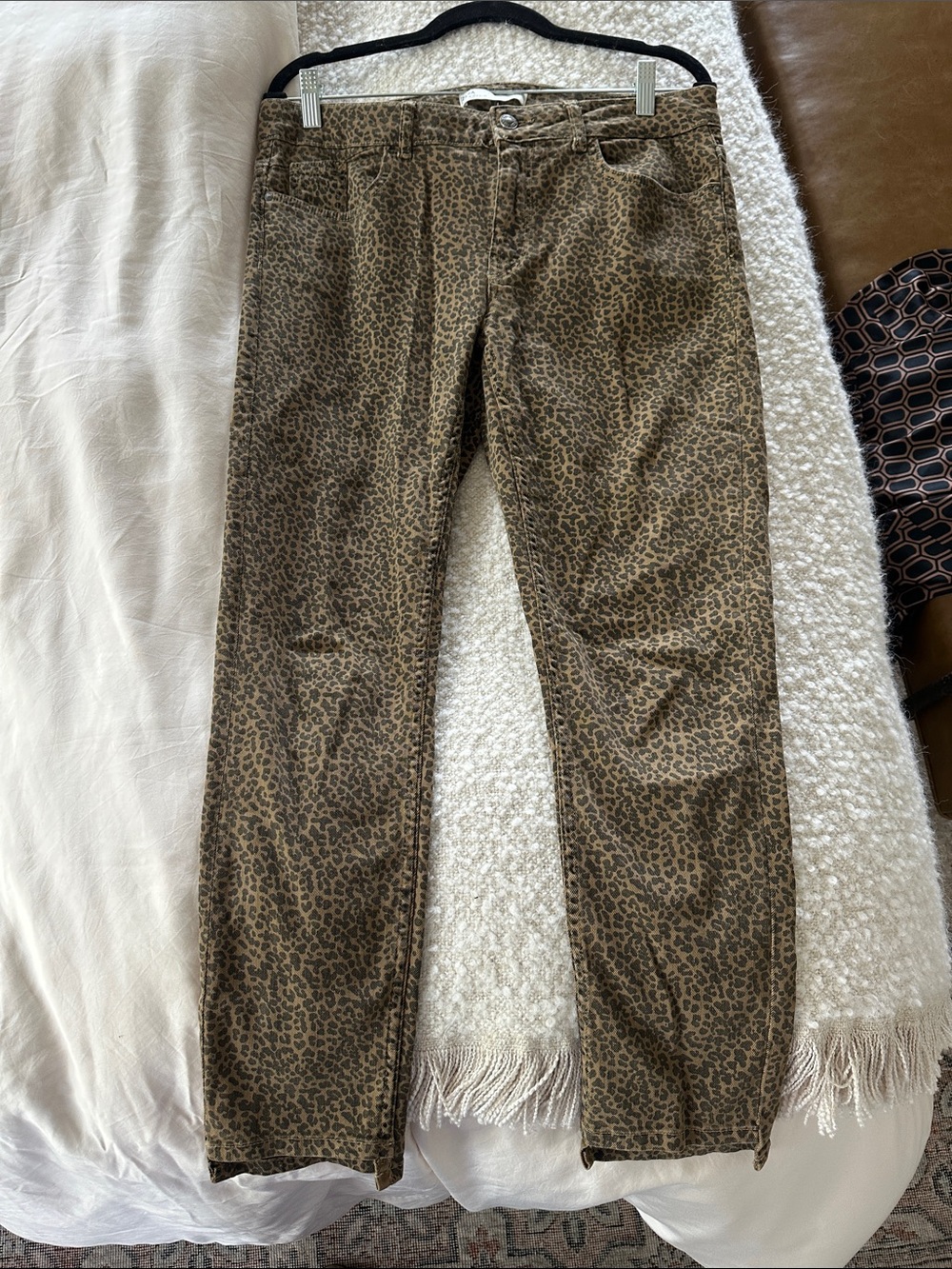 ZARA 2010s Era Leopard Print Slim Jeans - Size 10